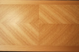 quartersawn fiddleback anigre desk top in reverse diamond pattern